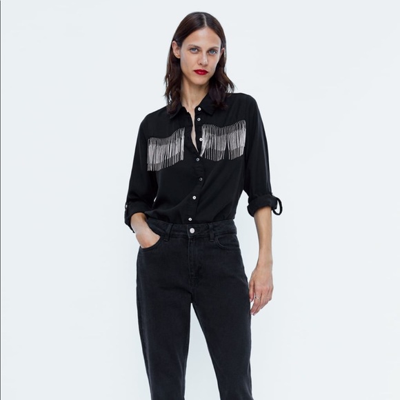 Zara | Tops | Nwt Zara Metallic Fringe 